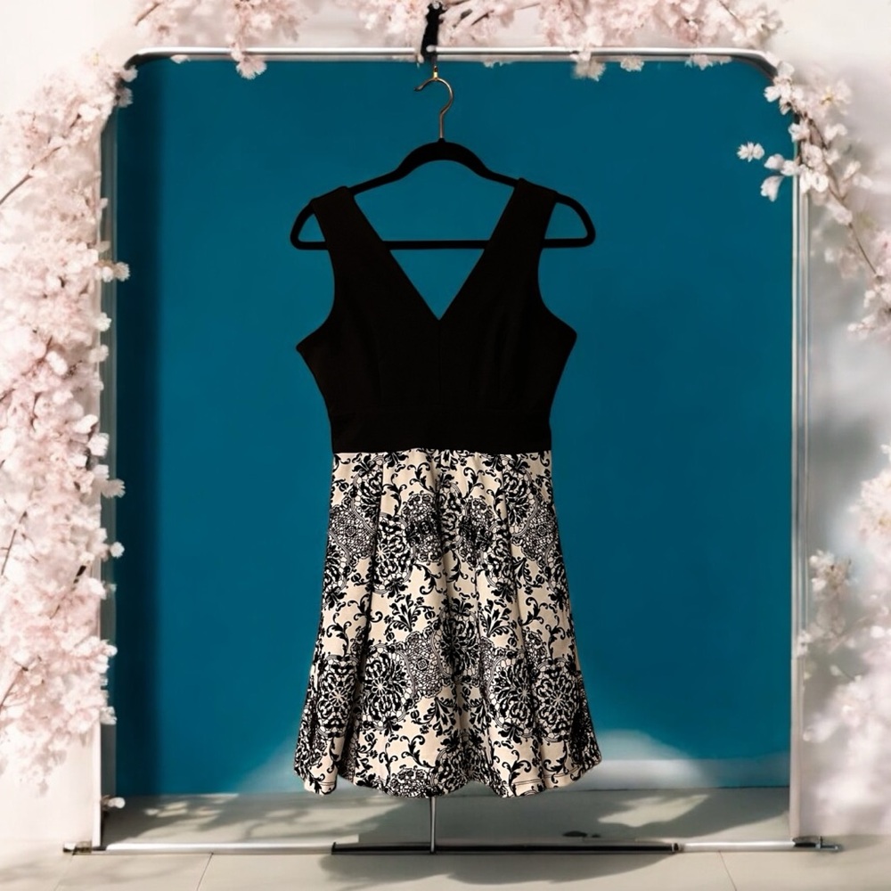 Haute Monde Black & White Sleeveless Dress